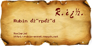 Rubin Árpád névjegykártya